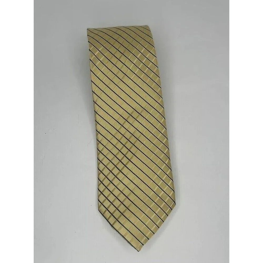 Stafford Essentials Men's Neck Tie Pale Yellow Blue Diagonal Stripes